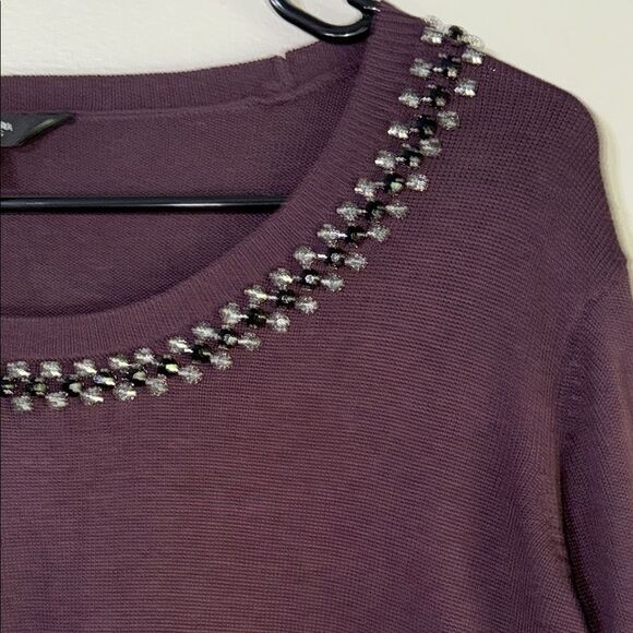 Simply Vera Vera Wang Purple Embellished Long Sleeve Sweater - Picture 3 of 11